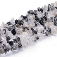 Chips stone Perlen ± 5x8mm Tourmalinated Quartz - Multicolor tranparent black mist